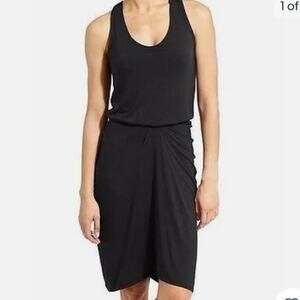 Athleta Quiet Luxury Sleeveless Racerback Blouson Dress XS Black Capsule LBD